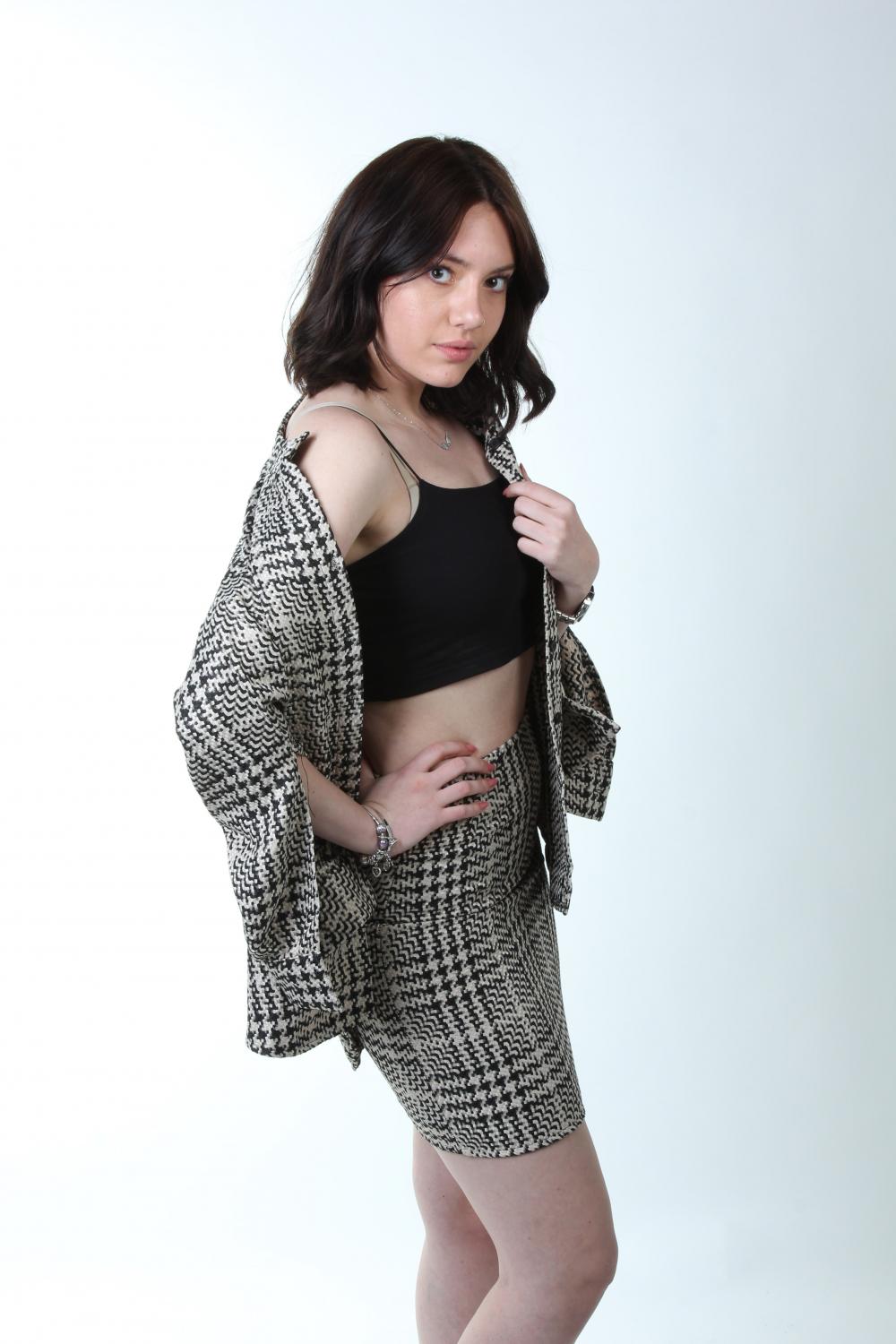 Bayan Etek Gömlek Takımı - Bej